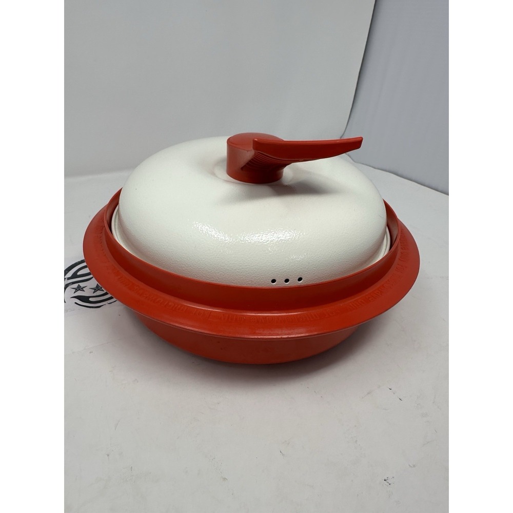 STURDY ORANGE 9" MICROWAVE OVEN COOKER‎ W/MUFFIN & STEAMED ACCESSORY AND LID